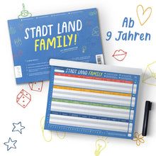 Lade das Bild in den Galerie-Viewer, Stadt Land Family | Spieleblock | Lernspiel für Familien ab 9 Jahren - Simon und Jan