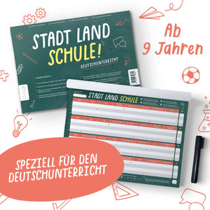 Stadt Land Schule (Deutschunterricht) | Spieleblock | Lernspiel für Familien ab 9 Jahren - Simon und Jan