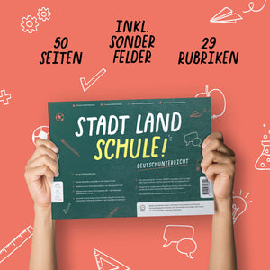Stadt Land Schule (Deutschunterricht) | Spieleblock | Lernspiel für Familien ab 9 Jahren - Simon und Jan