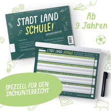 Lade das Bild in den Galerie-Viewer, Stadt Land Schule (Sachunterricht) | Spieleblock | Lernspiel für Familien ab 9 Jahren - Simon und Jan