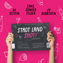 Lade das Bild in den Galerie-Viewer, Stadt Land Shot | Spieleblock | Stadt Land Fluss als Trinkspiel ab 16 - Simon und Jan