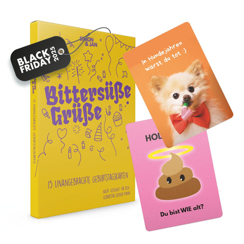 Lustige Geburtstagskarten (15 Stück im Set) | Schwarzer Humor | Lustiges Geschenk | Geschenk für gute Freunde & Familie | Simon & Jan - Simon und Jan
