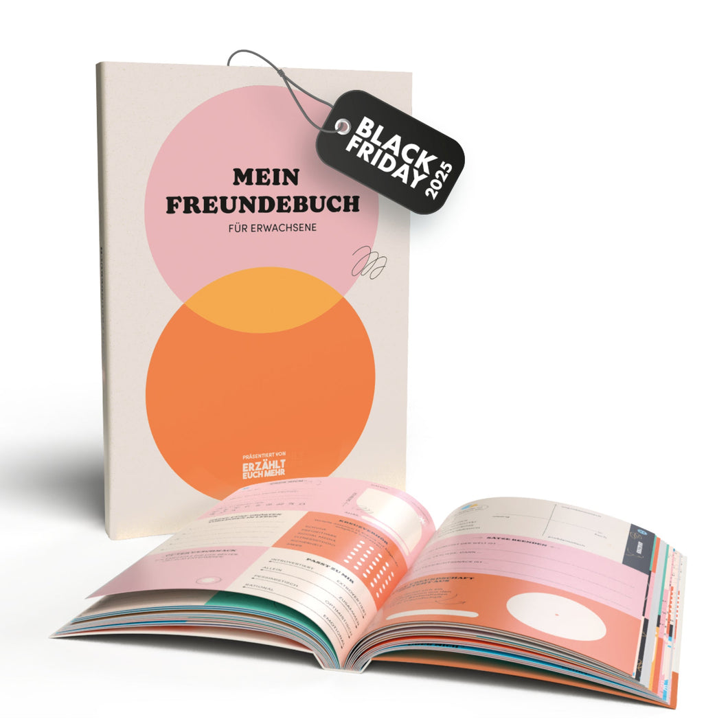 Mein Freundebuch für Erwachsene | Gemeinsame Erinnerungen | Lustiger Austausch | Präsentiert von Erzählt euch mehr - Simon und Jan