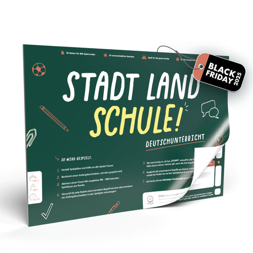 Stadt Land Schule (Deutschunterricht) | Spieleblock | Lernspiel für Familien ab 9 Jahren - Simon und Jan