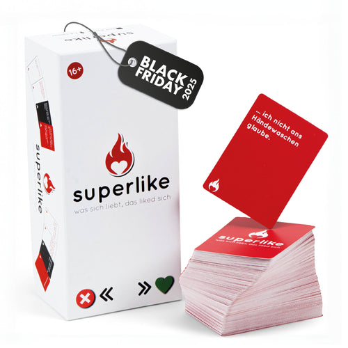 Superlike | Partyspiel | Fiktive Partnersuche | Kartenspiel mit schwarzem Humor | Simon & Jan - Simon und Jan