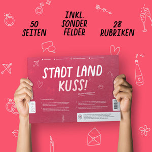 Stadt Land Kuss | Spieleblock für Paare | Reflexion und Kommunikation für Partner - Simon und Jan